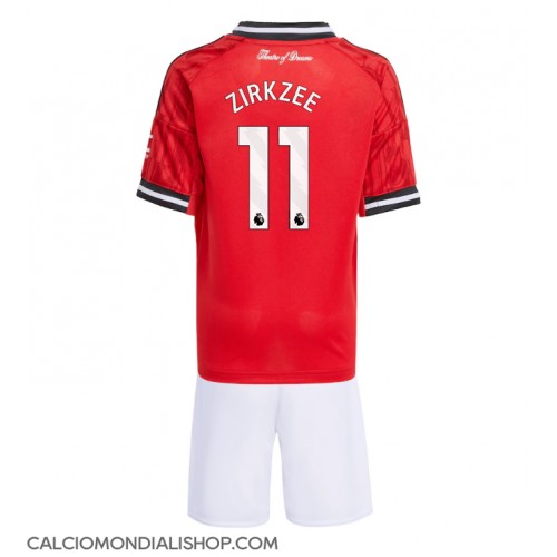Maglie da calcio Manchester United Joshua Zirkzee #11 Prima Maglia Bambino 2025-26 Manica Corta (+ Pantaloni corti)